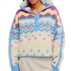 FP Movement Printed Mountain High 1/2 Zip Long Sleeve Fleece Pullover Sz Lg NWT